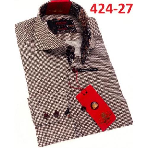 Axxess  Earth Tone Cotton Modern Fit Dress Shirt With Button Cuff  424-17